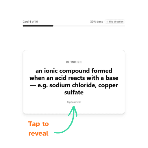 Flashcard mode screenshot