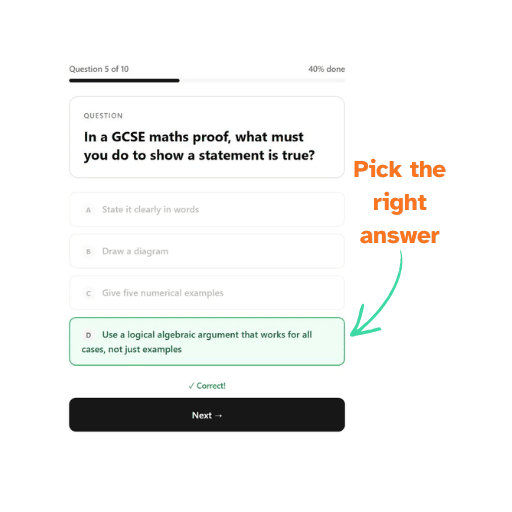Multiple choice mode screenshot